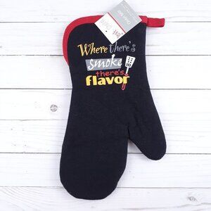 Oven Mitt Barbeque BBQ Grill Cooking Where Theres Smoke Theres Flavor